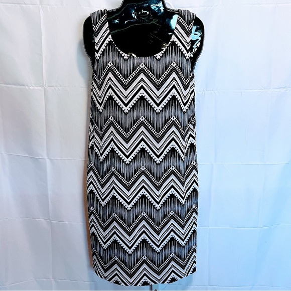 R&M Richards 6P Mod Dress 1960s Style Chevron Made in USA Geometric Textured - Picture 1 of 9